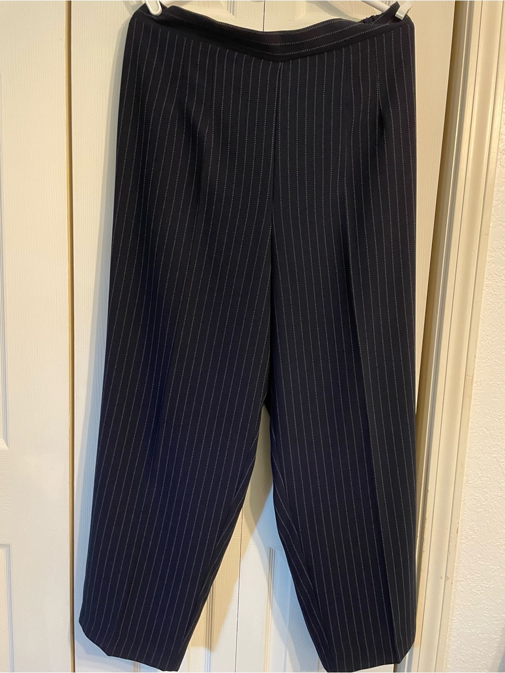 Sag Harbor Navy Pinstripe Wide-Leg Pantsuit